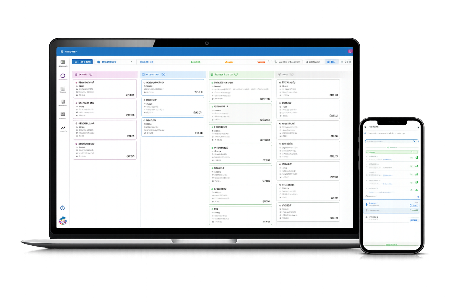 Atriuum Stax Acquisitions Workspace app screens on tablet and phone